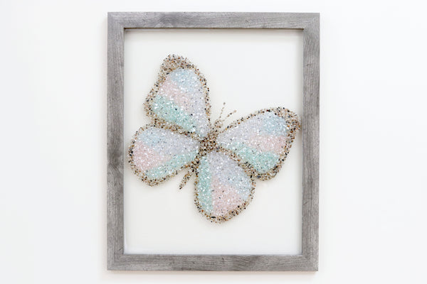 Large Butterfly Sea Glass Resin Art, 22x18