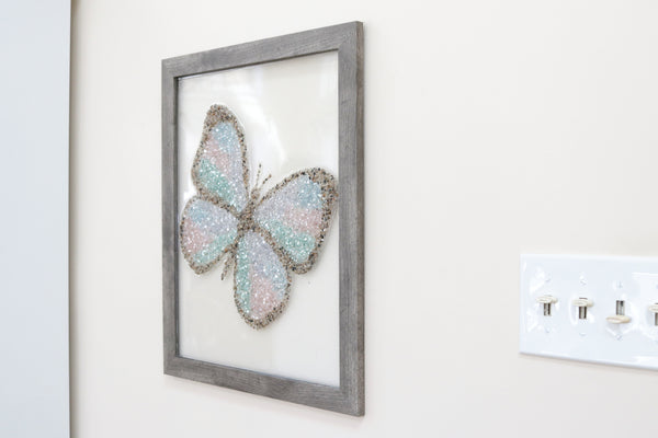 Large Butterfly Sea Glass Resin Art, 22x18
