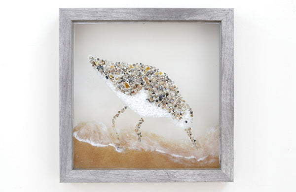 Sandpiper Bird Glass Resin Art, 10x10