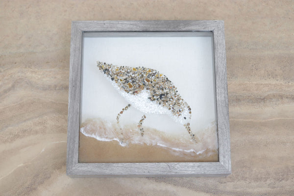 Sandpiper Bird Glass Resin Art, 10x10