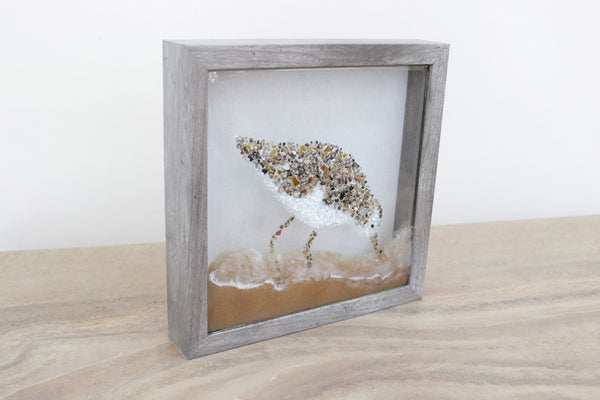 Sandpiper Bird Glass Resin Art, 10x10