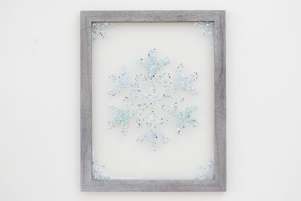 Snowflake Sea Glass Resin Art, 15.5x12.5