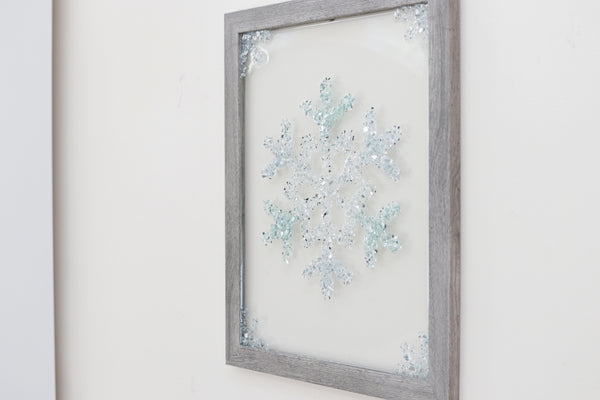 Snowflake Sea Glass Resin Art, 15.5x12.5