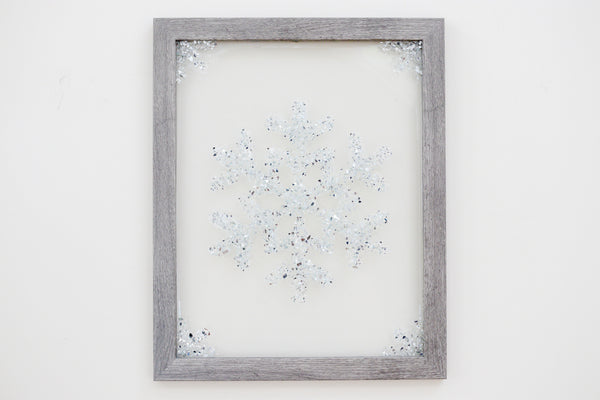 Snowflake Sea Glass Resin Art, 15.5x12.5