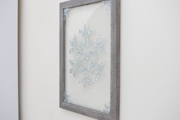Snowflake Sea Glass Resin Art, 15.5x12.5