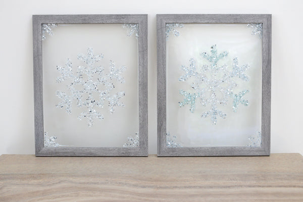 Snowflake Sea Glass Resin Art, 15.5x12.5