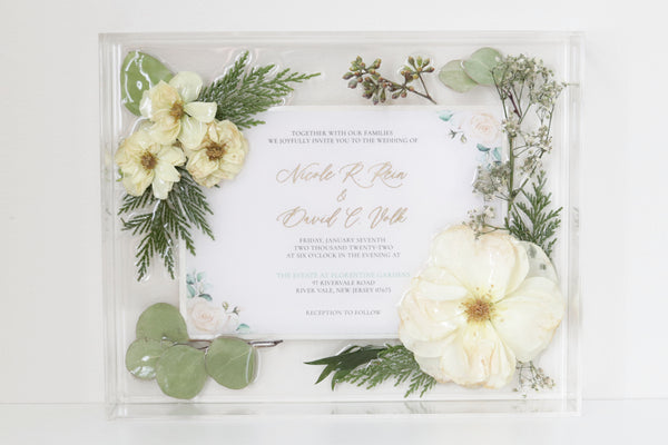 LOCAL PICKUP ONLY- Custom Floral Preservation Box 8x10 (With Wedding Invite)