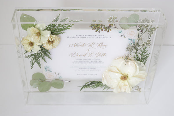 LOCAL PICKUP ONLY- Custom Floral Preservation Box 8x10 (With Wedding Invite)