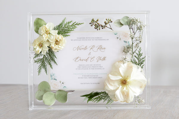LOCAL PICKUP ONLY- Custom Floral Preservation Box 8x10 (With Wedding Invite)
