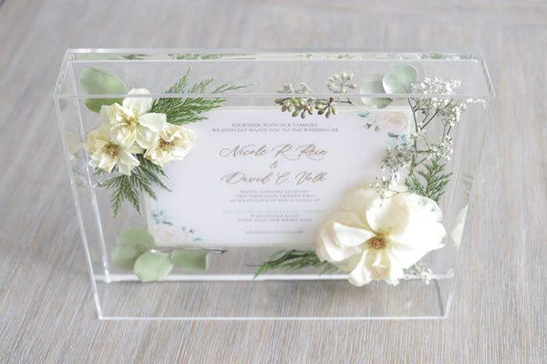 LOCAL PICKUP ONLY- Custom Floral Preservation Box 8x10 (With Wedding Invite)