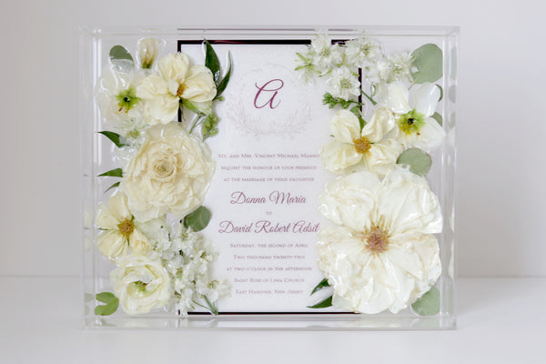 LOCAL PICKUP ONLY- Custom Floral Preservation Box 8x10 (With Wedding Invite)