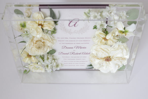 LOCAL PICKUP ONLY- Custom Floral Preservation Box 8x10 (With Wedding Invite)