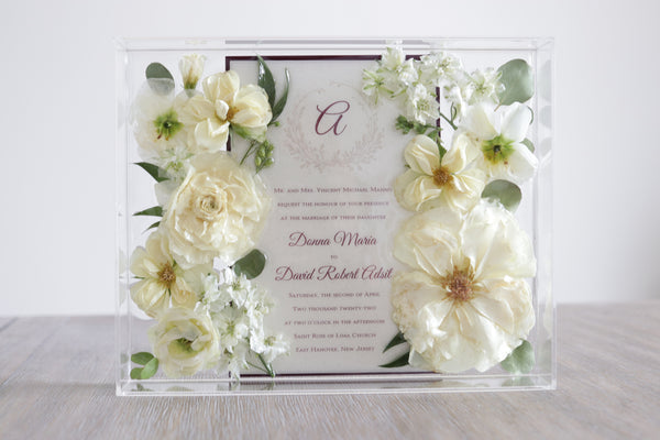 LOCAL PICKUP ONLY- Custom Floral Preservation Box 8x10 (With Wedding Invite)