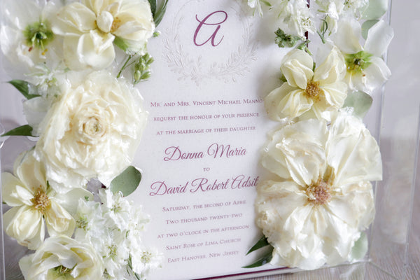 LOCAL PICKUP ONLY- Custom Floral Preservation Box 8x10 (With Wedding Invite)