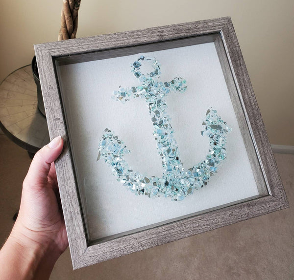 Anchor Sea Glass Resin Art (Turquoise), 10x10