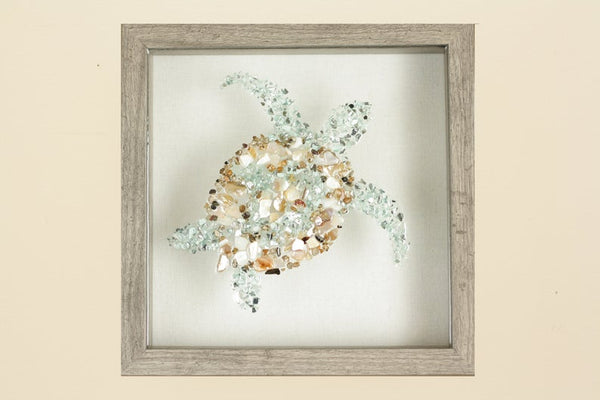 Turtle Sea Glass Resin Art, 10x10