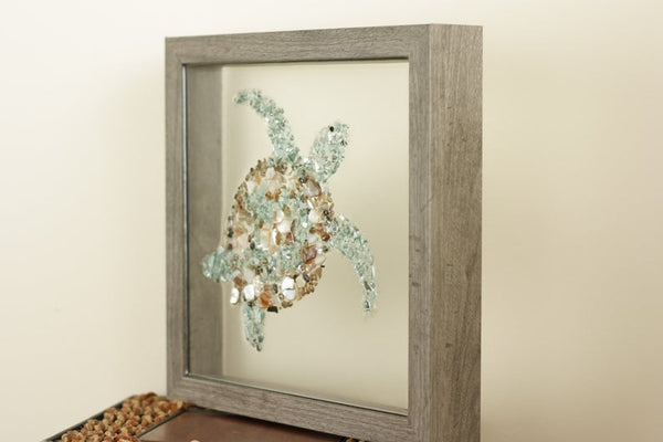 Turtle Sea Glass Resin Art, 10x10