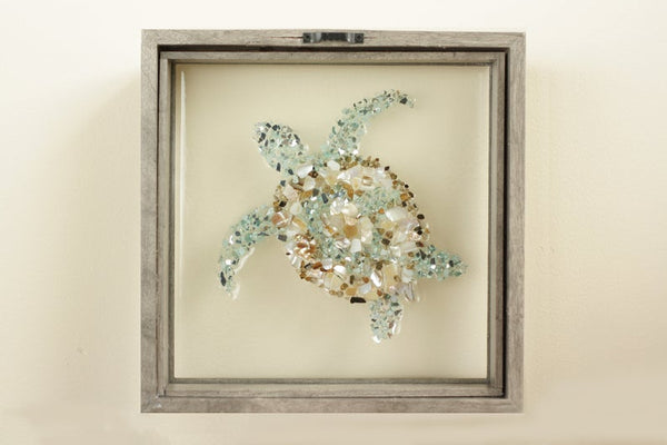 Turtle Sea Glass Resin Art, 10x10