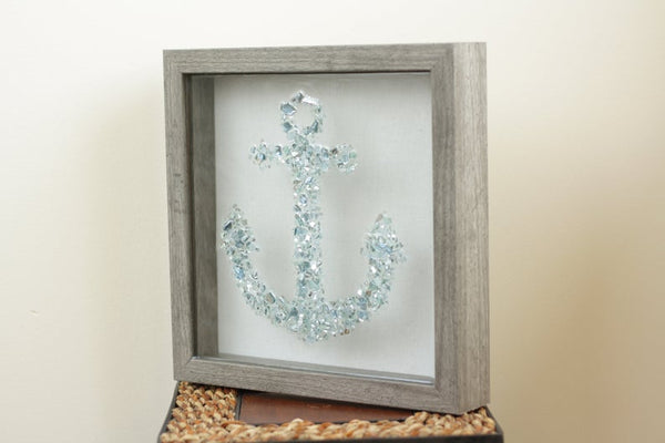 Anchor Sea Glass Resin Art (Turquoise), 10x10