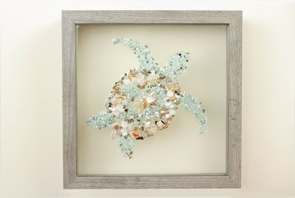 Turtle Sea Glass Resin Art, 10x10
