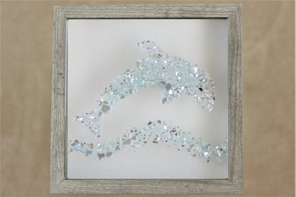 Dolphin Sea Glass Resin Art, 10x10