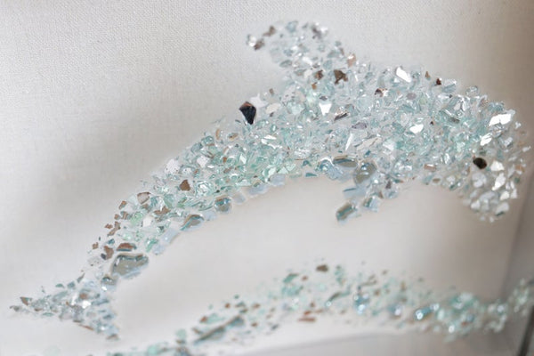 Dolphin Sea Glass Resin Art, 10x10