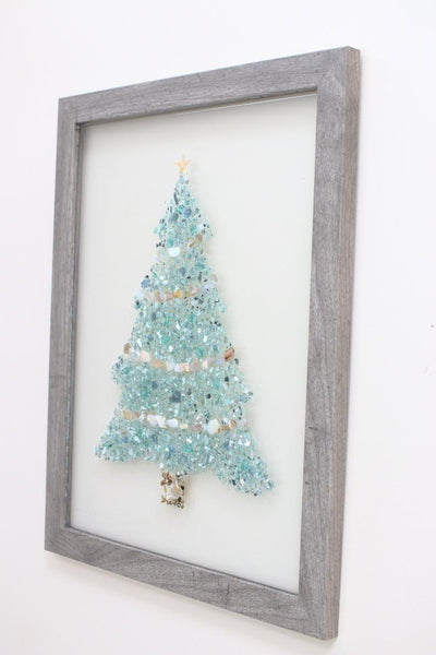 Christmas Tree and Wreath Sea Glass Resin Art Combo, Each 15.5x12.5