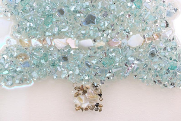 Christmas Tree Sea Glass Resin Art, 15.5x12.5