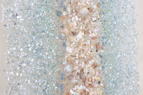 Extra Large Abstract Line Sea Glass and Shells Resin Art, 38x26