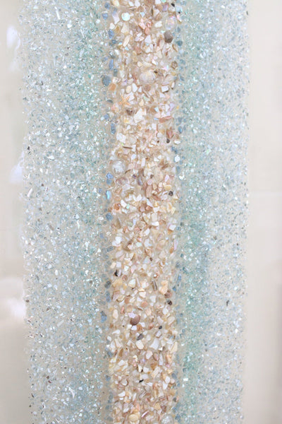 Extra Large Abstract Line Sea Glass and Shells Resin Art, 38x26
