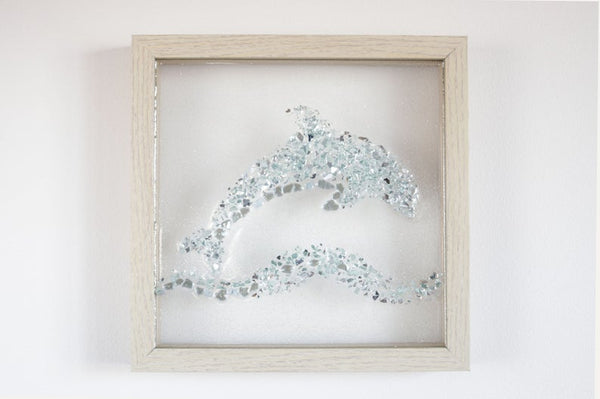 Dolphin Sea Glass Resin Art, 10x10
