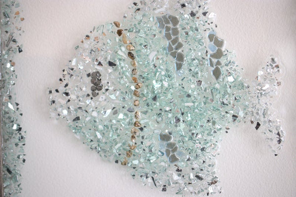 Fish Sea Glass Resin Art, 15.5x12.5