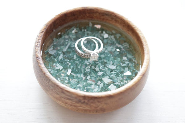 Wooden Ring Dish- Turquoise