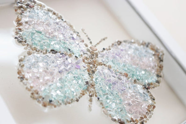Pastel Pink Butterfly Glass Resin Art, 10x10