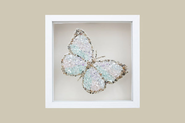 Pastel Pink Butterfly Glass Resin Art, 10x10