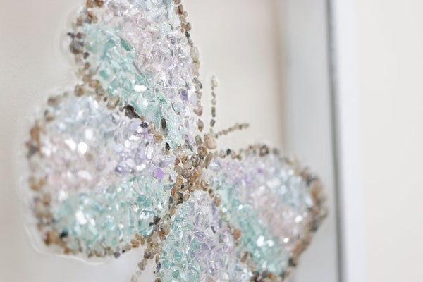 Pastel Pink Butterfly Glass Resin Art, 10x10