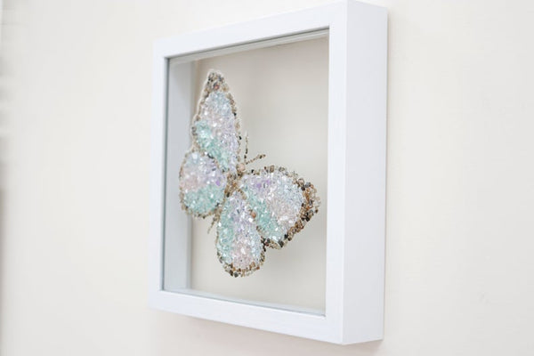 Pastel Pink Butterfly Glass Resin Art, 10x10