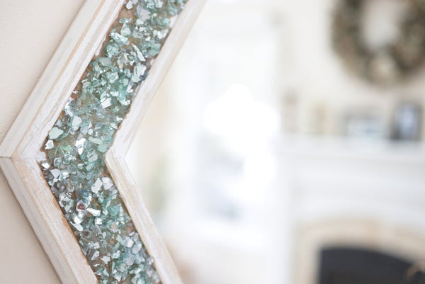 Large Sea Glass Coastal Farmhouse Mirror, 24x21