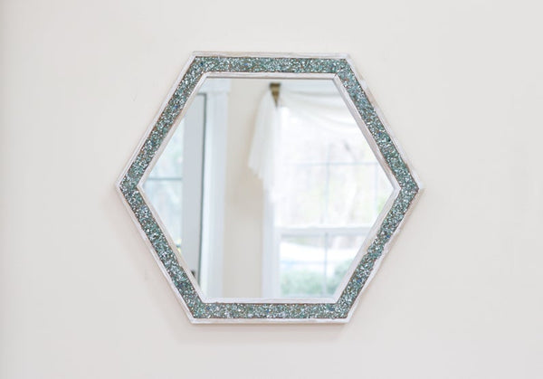 Large Sea Glass Coastal Farmhouse Mirror, 24x21