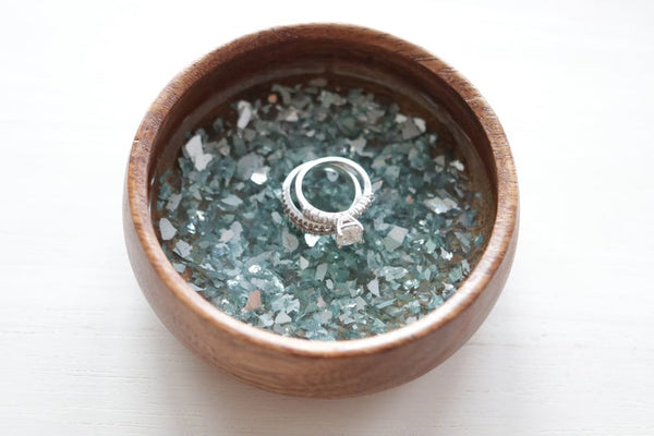 Wooden Ring Dish- Turquoise and Light Blue