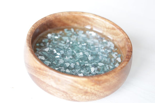 Wooden Ring Dish- Turquoise and Light Blue