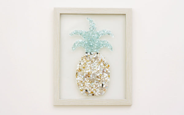 Pineapple Sea Glass Resin Art, 15.5x12.5