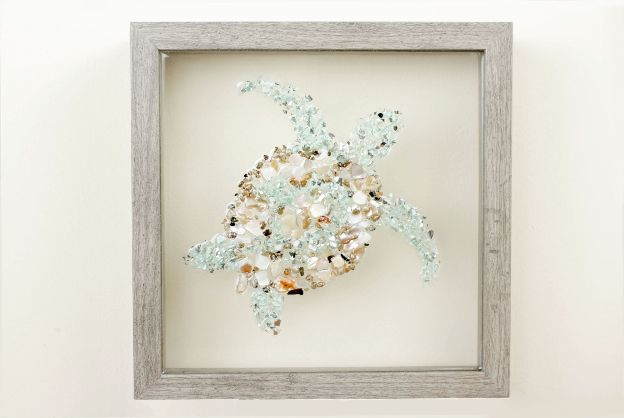 Turtle Sea Glass Resin Art, 10x10