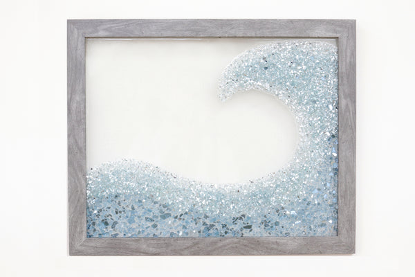 Large Wave Sea Glass Resin Art, 18x22
