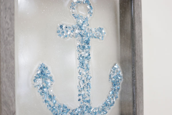 Anchor Sea Glass Resin Art (Blue), 10x10