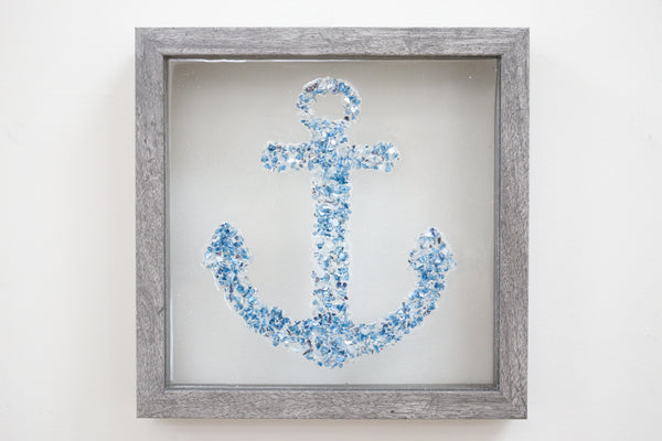 Anchor Sea Glass Resin Art (Blue), 10x10