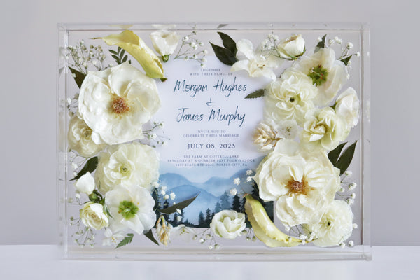LOCAL PICKUP ONLY- Custom Floral Preservation Box 9x12 (With Wedding Invite)
