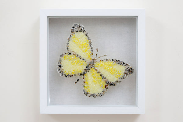 Yellow Butterfly Glass Resin Art, 10x10