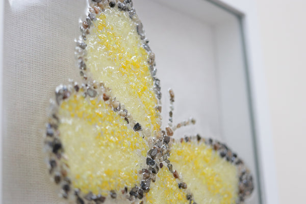 Yellow Butterfly Glass Resin Art, 10x10
