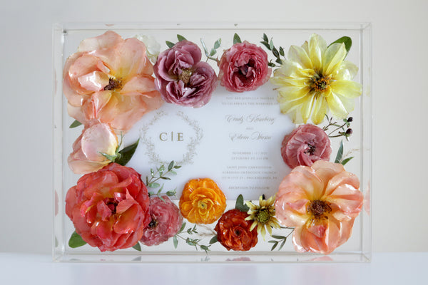 LOCAL PICKUP ONLY- Custom Floral Preservation Box 9x12 (With Wedding Invite)